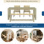 Ensemble de table de salle à manger extensible pour 4 à 8 personnes avec chaises en rotin, bois massif, finition or doux, qui s'étend de 59 à 73 pouces