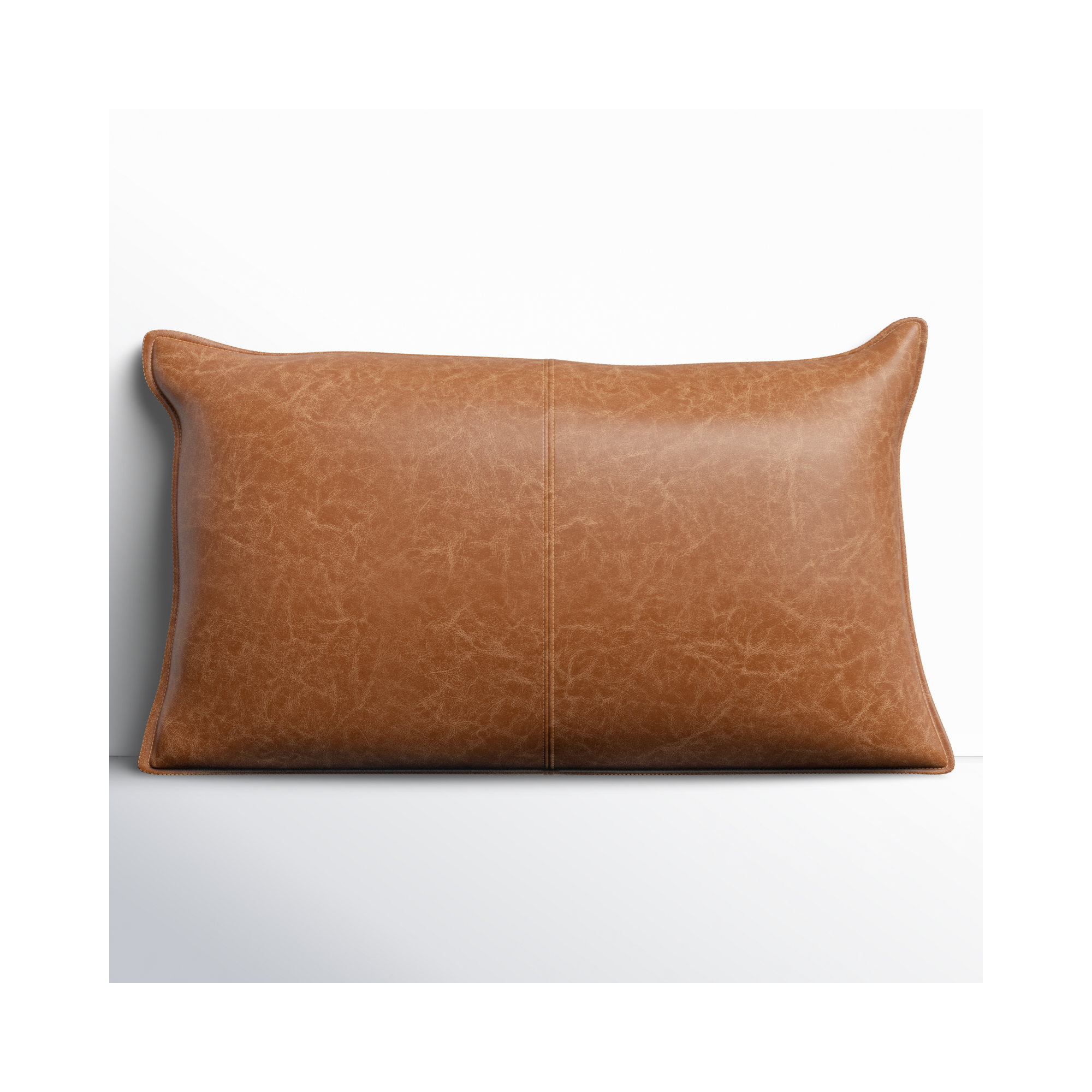 Cutler Leather Accent Pillow, Chestnut Brown, 14" x 26", Rectangular