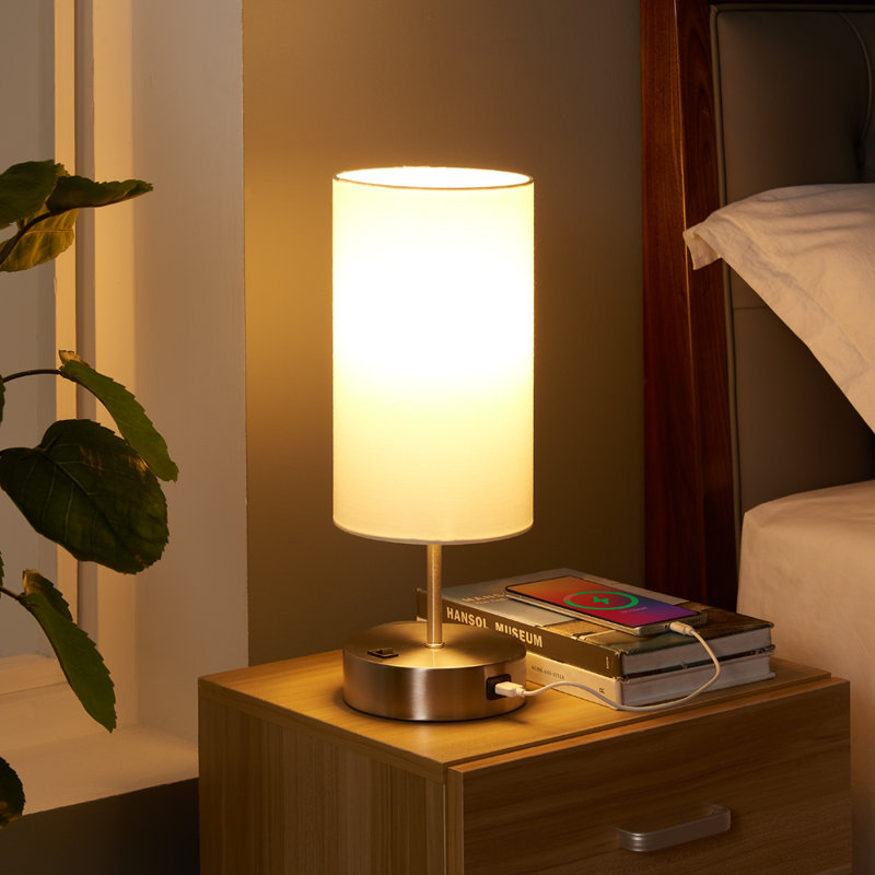 16" Metal Table Lamp Set with USB