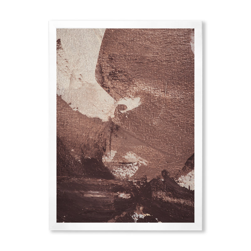 «Brown Abstract Paint Strokes II», reproduction d'art sur toile encadrée, Toile avec cadre blanc, H 36 po x l 24 po x P 1 po