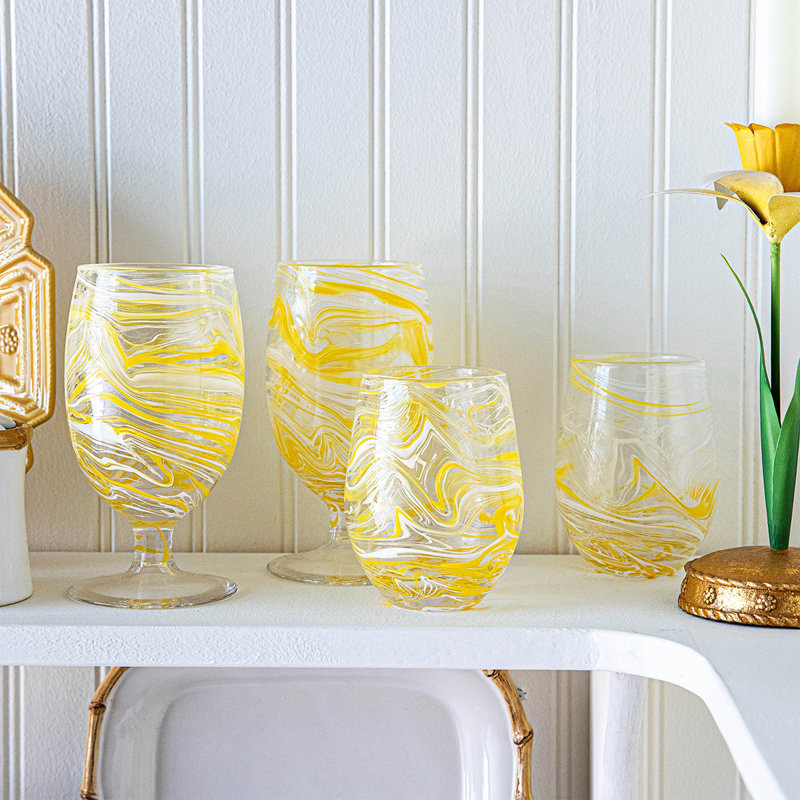 Puro Marbled Stemless Wine Glass