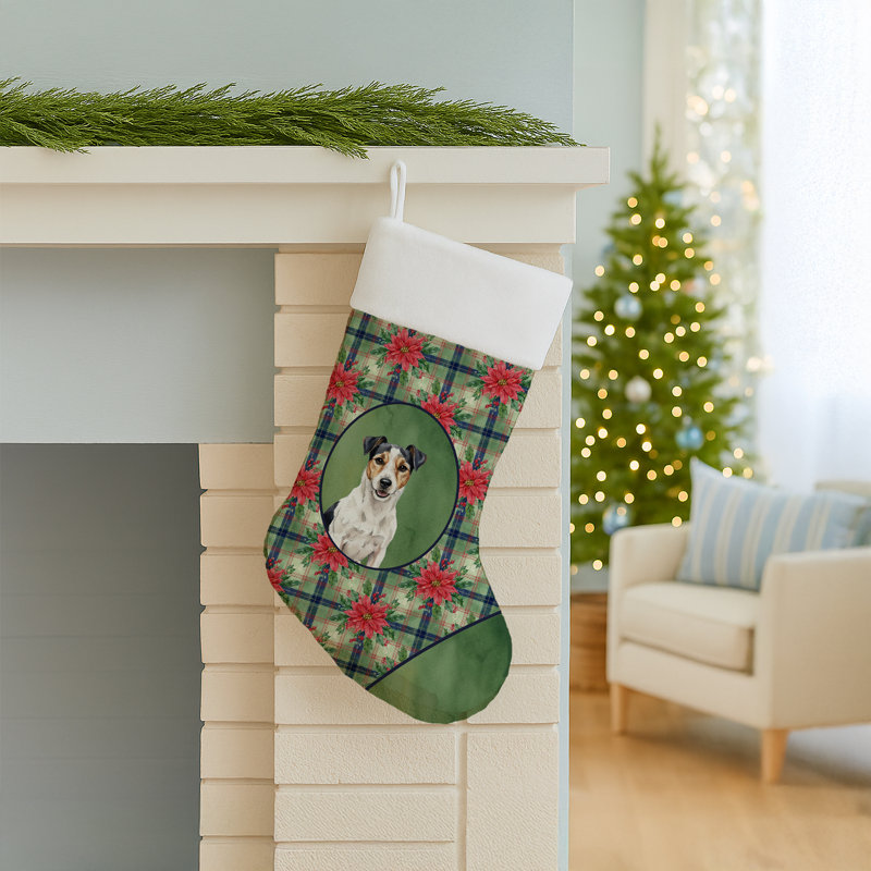 Chaussette de Noël Parson Russell Terrier PoinsettIas