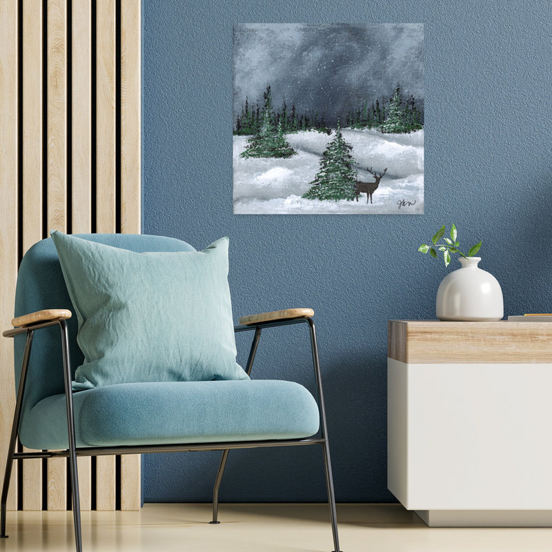 Art contemporain de paysage avec l'hiver 3, H 18 po x l 18 po