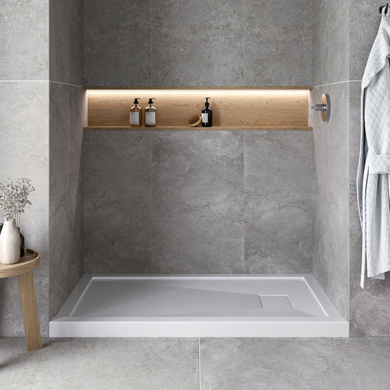 60 in. x 36 in. Alcove Acrylic Shower Base in Glossy White With Right Drain, Drain Included, Glossy White