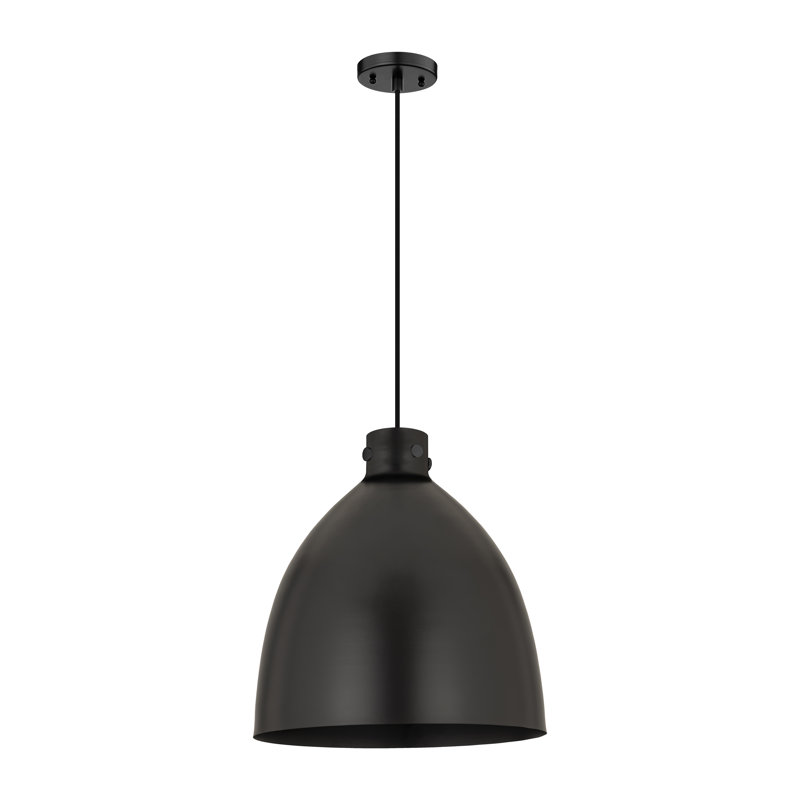 Luminaire suspendu en métal 1 lumière, H 19,63 po x l 18 po x P 18 po, Noir mat, Noir mat