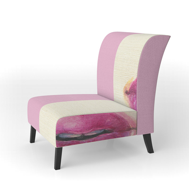 Fauteuil de chambre moderne rembourré en velours Brechta Vibrant Curve Design II, Rose/beige