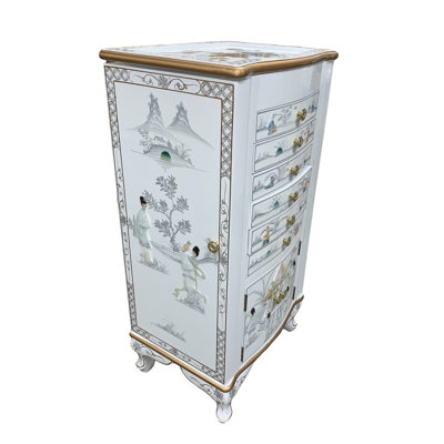 39" Oriental Jewelry Armoire With Geisha Design