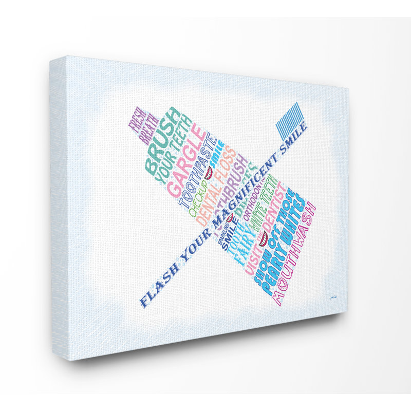 "Typographie", plaque murale de salle de bain "Flash Your Smile", art textuel, Toile tendue, H 24 po x l 30 po x 1,5 po