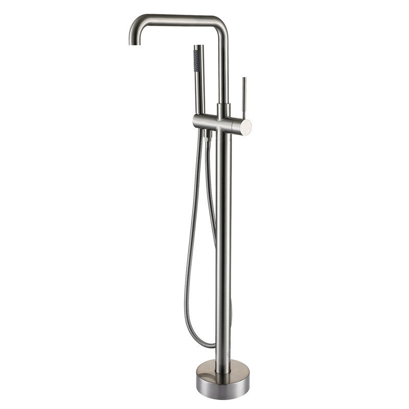 Freestanding Bathtub Faucet With Hand Shower, 3 Handles, Metal, Blush, 6.38 In W X D 42.43 H, 11.07 Lb - Bath Styling Blush Colored Improvement