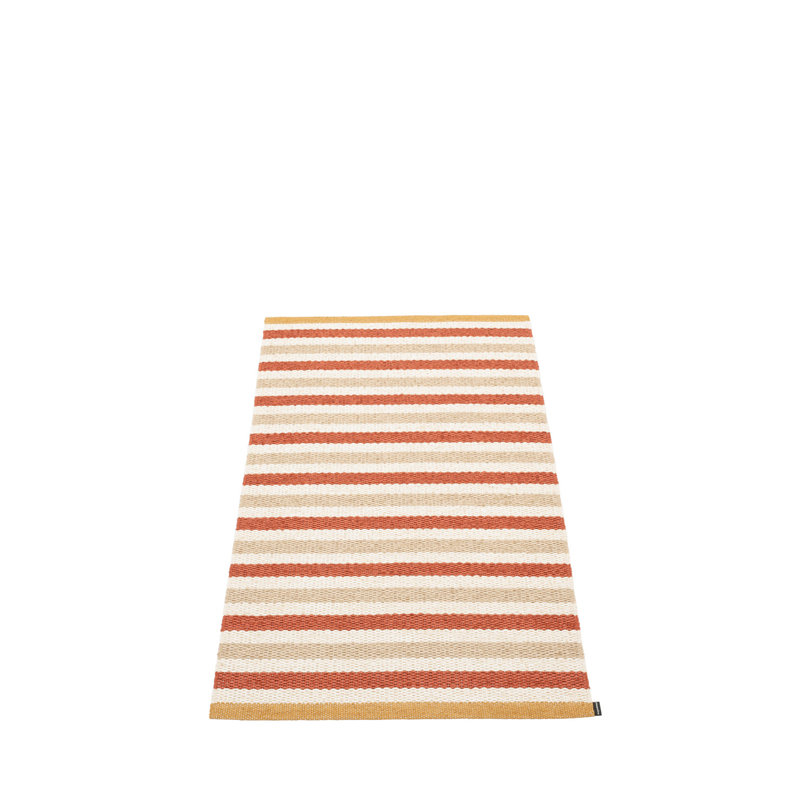 TEO Hand Loomed Striped Area Rug in Brick