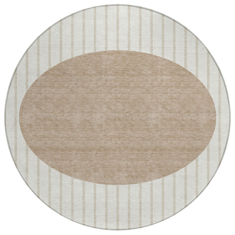 Tapis intérieur lavable rayé ivoire 8 pi