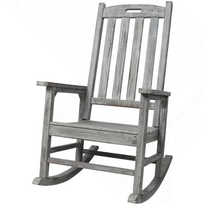 Chaise berçante de véranda en bois surdimensionnée avec assise large et dossier haut, chaises berçantes à dossier haut pour l'extérieur et l'intérieur