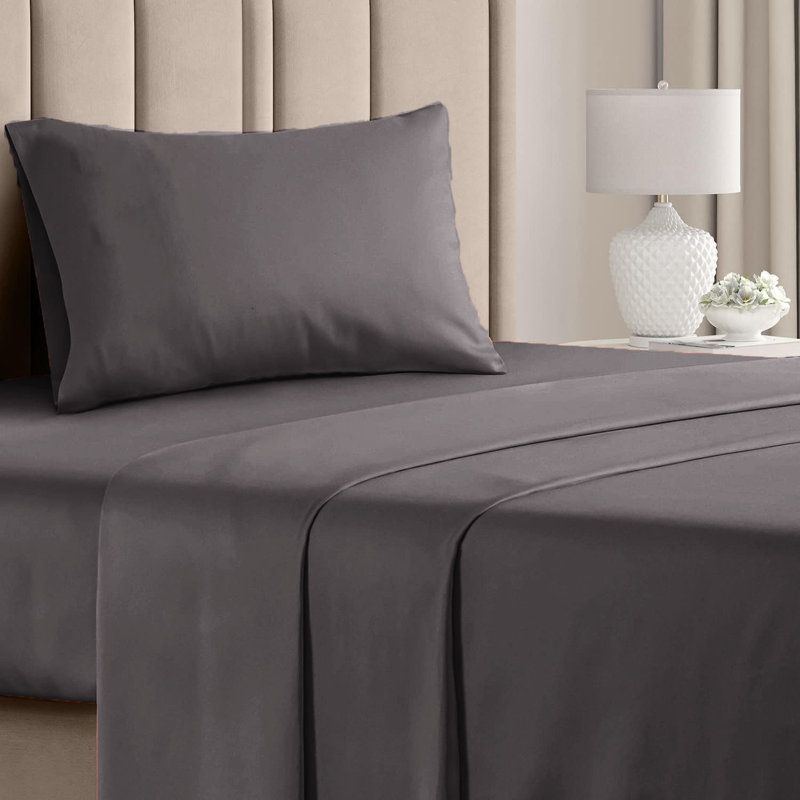  Ensemble de draps en rayonne de bambou 4 pièces Premium Luxury, Ensemble de draps pour lit simple avec deux taies 