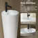 SUPERFLO 33'' Tall Ceramic Circular Pedestal Bathroom Sink with Overflow