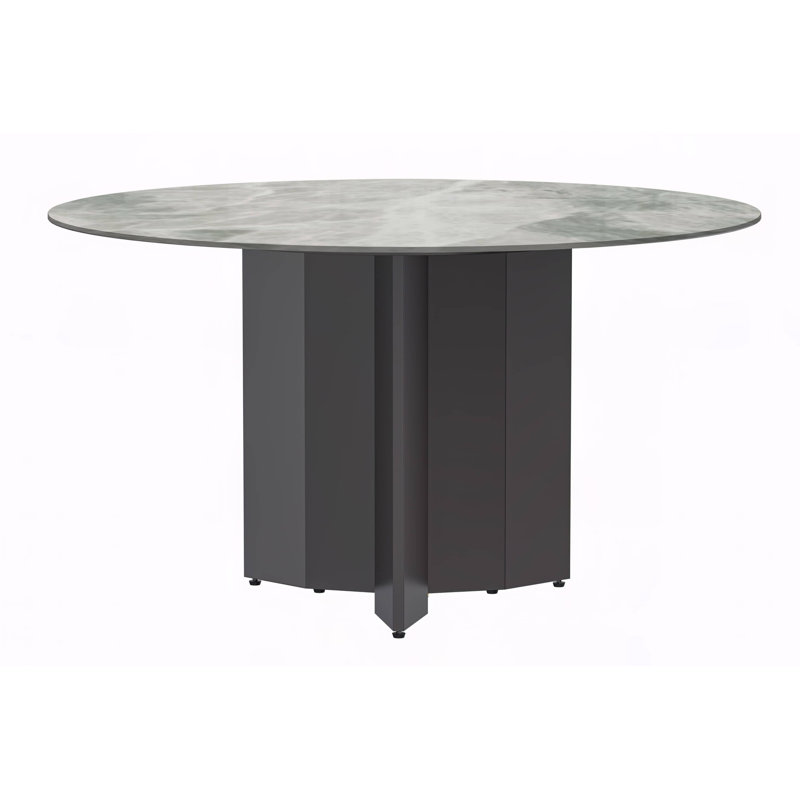 Table de salle à manger ronde Jabez, Gris clair, H 29,5 po x l 60 po x P 60 po