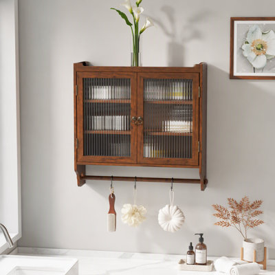 Armoire murale 24,8 "à deux portes avec trois niveaux de rangement et porte-serviettes