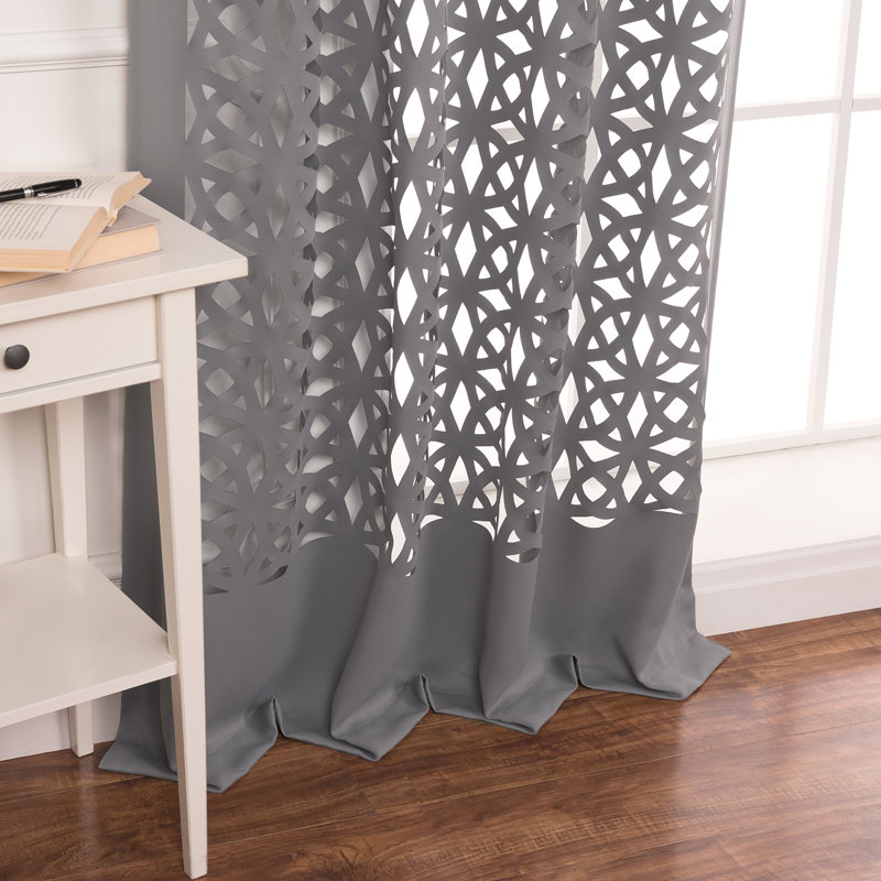 Paire de rideaux en polyester Aikeem, Gris