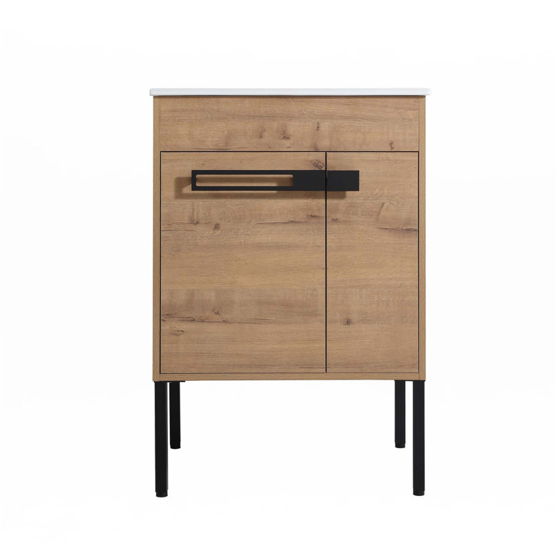 Meuble-lavabo avec lavabo, meuble-lavabo autoportant ou flottant, Imitation chêne