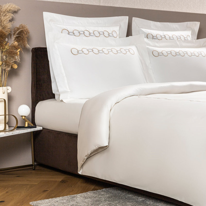 Links Sateen Duvet Cover, Savage Beige/Gray, King Duvet Cover