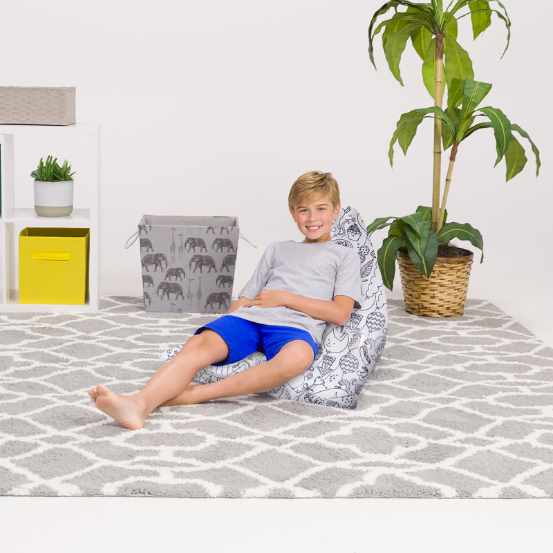 Fauteuil à billes classique, Toile - tissu coloré créatures amusantes, 100 L - moyen