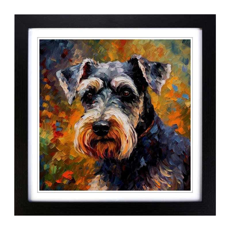 Schnauzer Post-Impressionism - Framed Print, Black