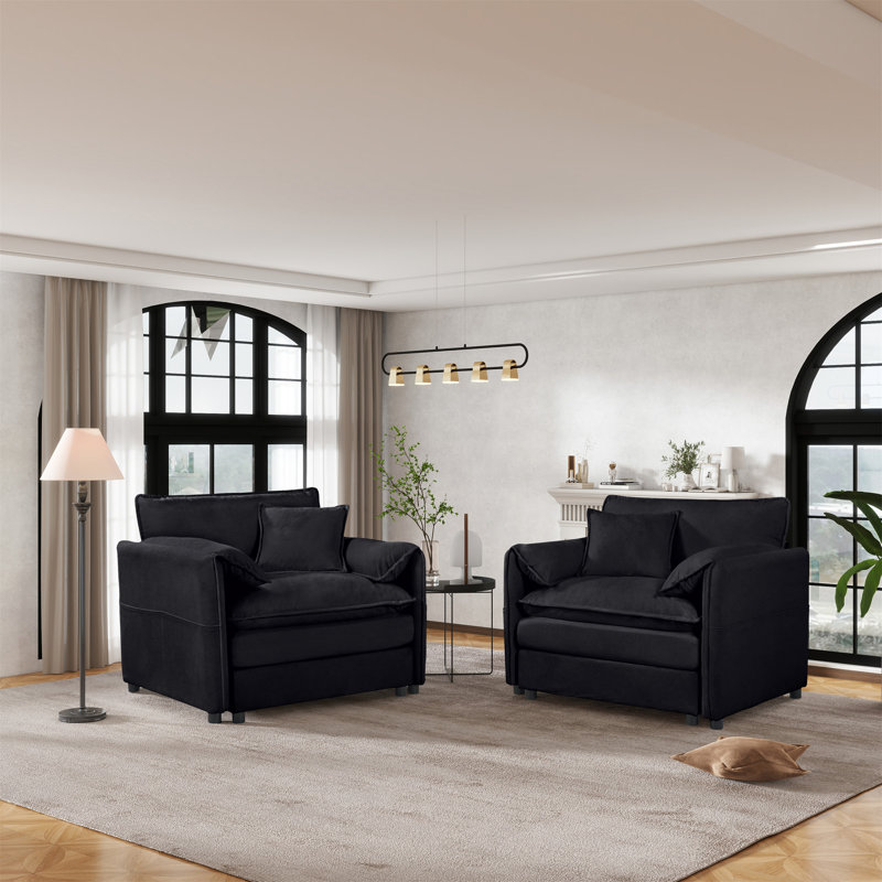 Ensemble de 2 chaises d'appoint surdimensionnées en chenille surdimensionnées (chaise incluse seulement), Noir