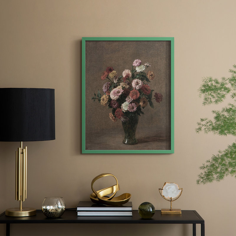 Impression florale vintage encadrée CXIX - bois massif, H 15 po x l 12 po, Vert