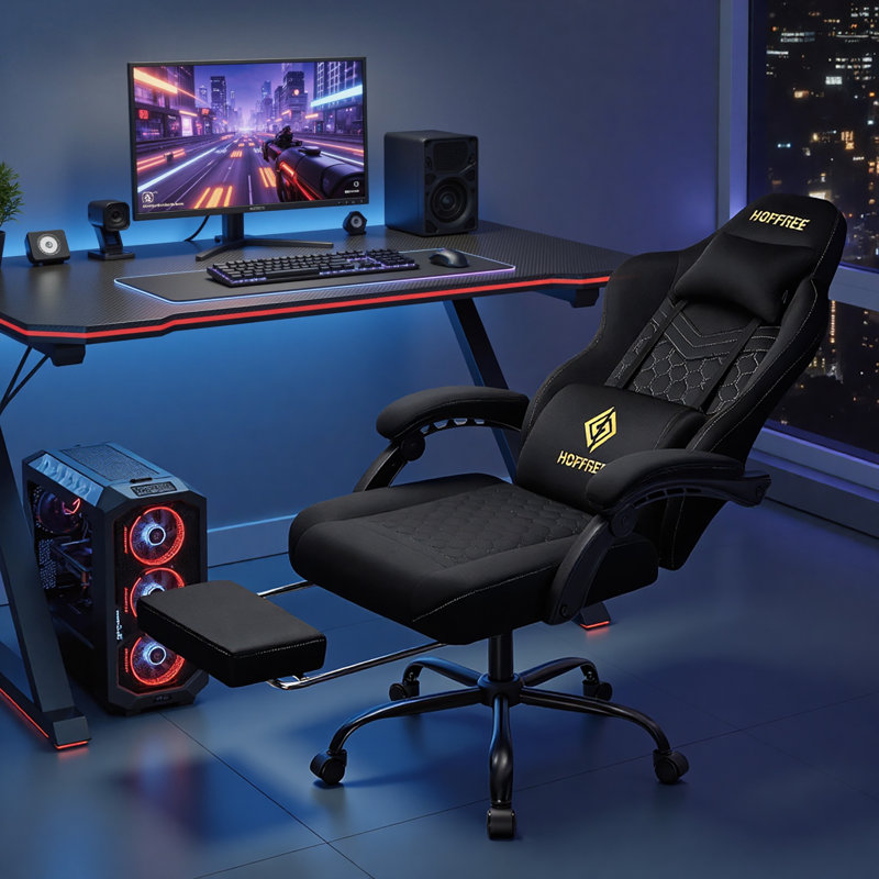 Fauteuil de jeu avec haut-parleurs Hoffree, Noir