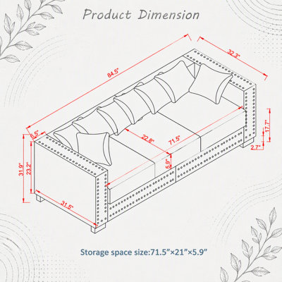 Uphlostered Sofa with Nailheads