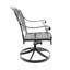 Chaise de patio pivotante en fonte d'aluminium 4 pièces avec structure et coussins noirs