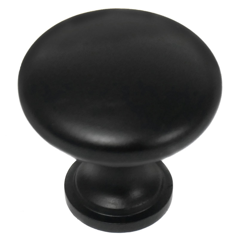Nantucket Matte Black Round Steel Cabinet Knob with Mounting Hardware