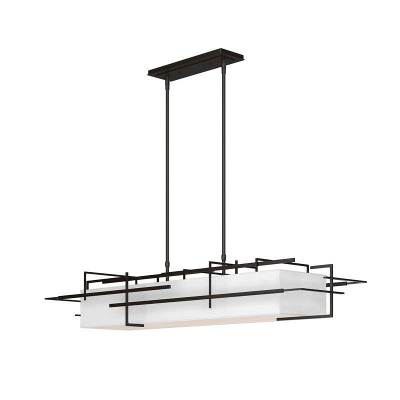4 - Light Kitchen Island Linear Pendant, Oil Rubbed Bronze, Natural Anna