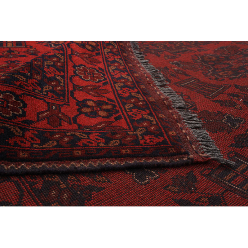Tapis unique en laine noué à la main style Esari des années 2010 rouge / noir / brun 5 pi x 6 pi 4 po Jevale