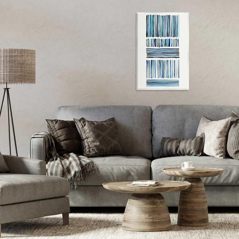Art mural linéaire à rayures froides, design par Hannah Dawson, H 19 po x l 13 po