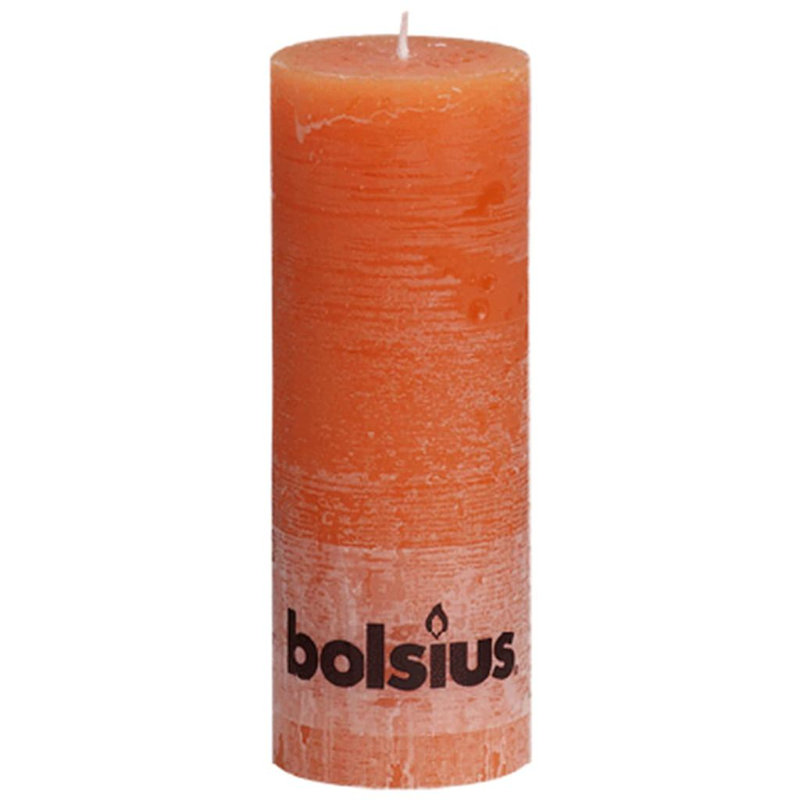 Bolsius Rustic Pillar Candle, Orange, 19cm H x 6.8cm diameter