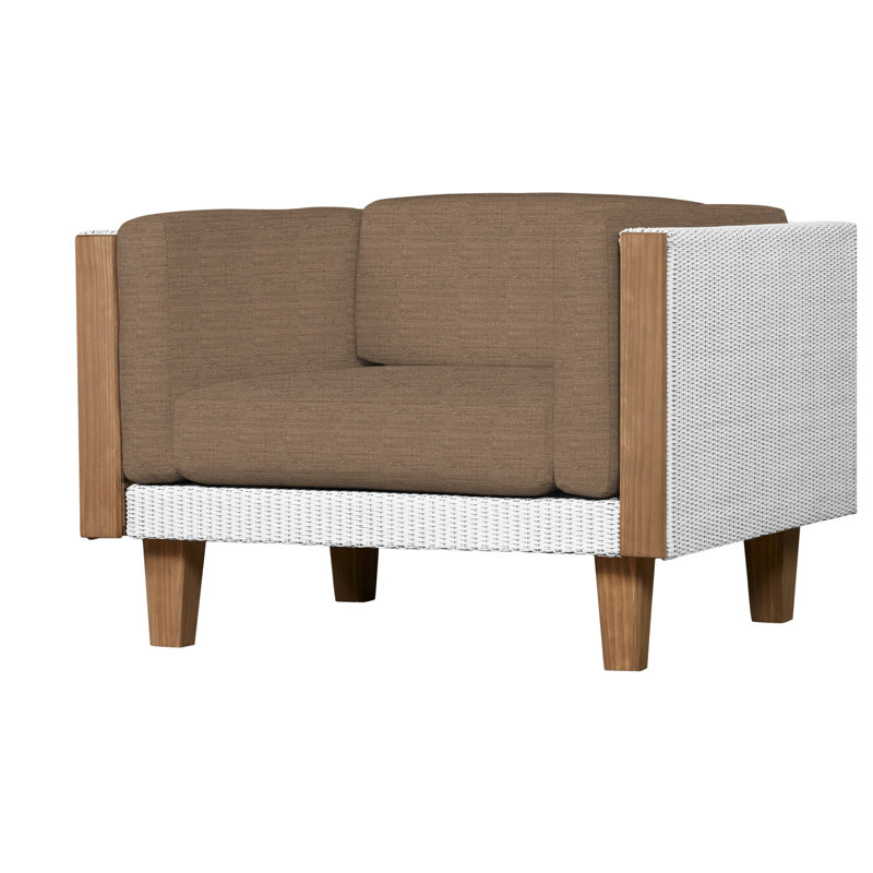 Catalina Outdoor Teak Lounge Chair, White, Demo Skyway