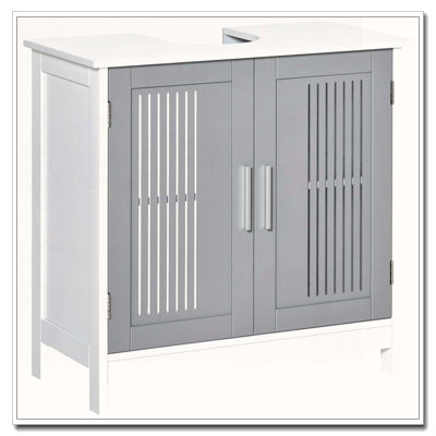 Armoire de meuble-lavabo moderne sous le comptoir avec 2 portes et piédestal sous le lavabo avec tablettes réglables