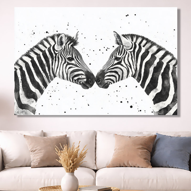 Art mural zèbre, toile Safari, noir et blanc, H 40 po x l 60 po, Toile tendue