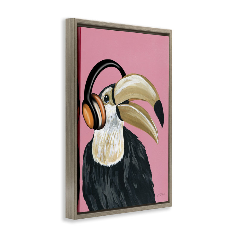Toile flottante Toucan & Music, Cadre flottant orme Montalcino, H 25 po x l 17 po