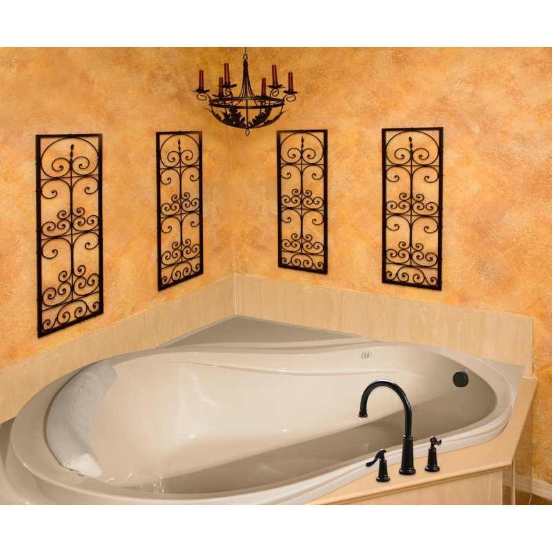 Baignoire tourbillon d'angle en acrylique Designer 64 "x 64", Os, Chrome poli