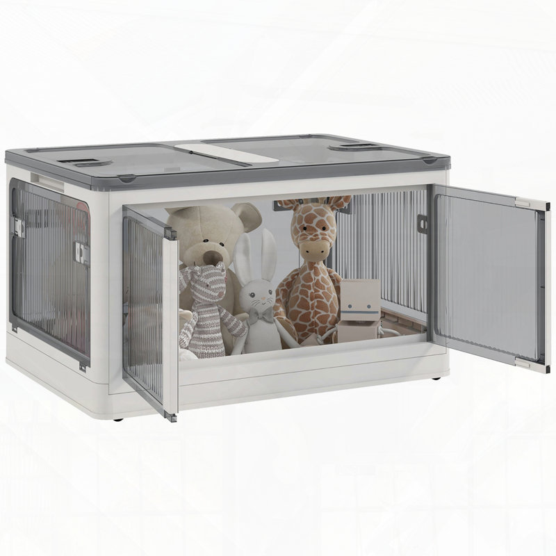 Bacs de rangement empilables et pliables avec couvercles et roulettes