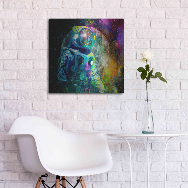 «BTC Bitcoin Moonlanding», art mural en métal, H 24 po x l 24 po