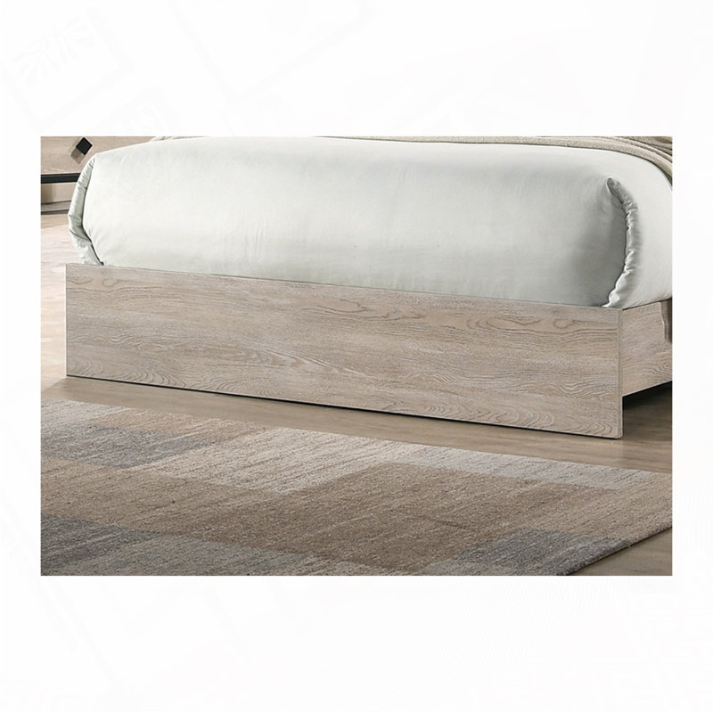 Rubberwood Frame Upholstered Bed, Crème/gris