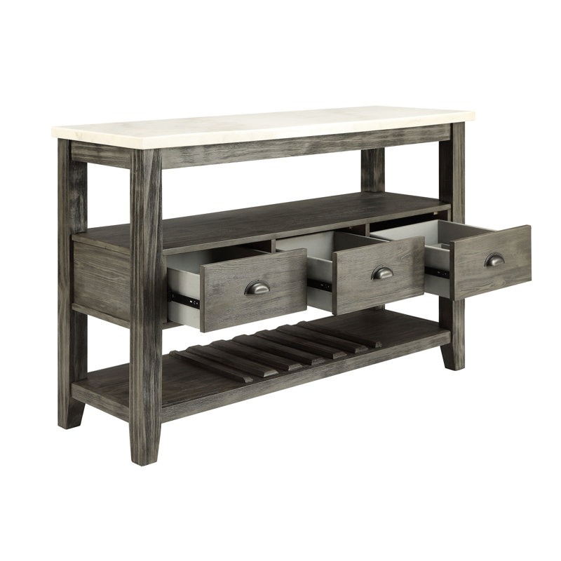 Merel White Marble Top & Gray Oak Finish Server(Not Including Chair)