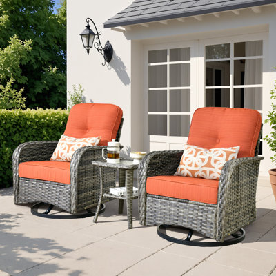 Chaises d'extérieur en osier pour 2 personnes avec table d'appoint Allcot pour 2 personnes