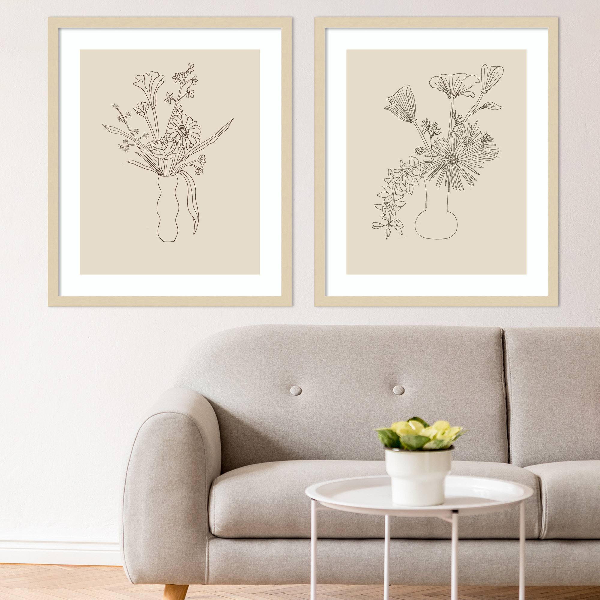 Floral Study by Kate Aurelia Holloway Framed Wall Art Prints, Brown, 25" H x 45" W x 1" D
