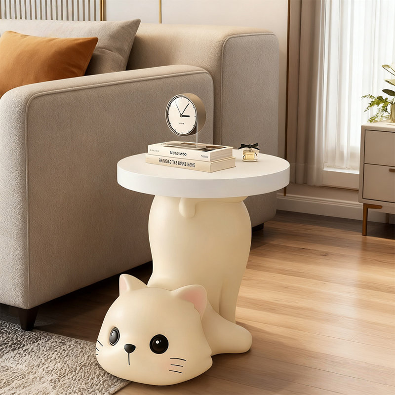 Figurine de table de chevet moderne en résine avec plateau blanc table de chevet pour salon, chambre à coucher, salle de jeux, chambre d'enfant