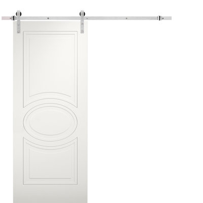 Mela Paneled Manufactured Wood Barn Door with Installation Hardware Kit