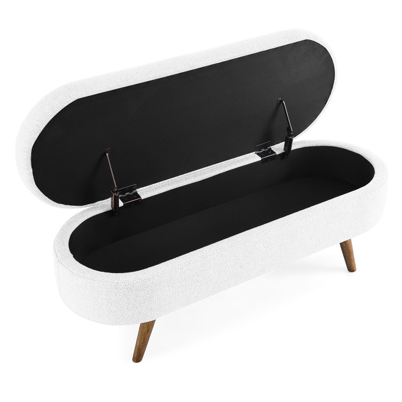 Fabric In White Linen With Heavy-Duty Rubber Wood Support Decorative Robust Legs, White