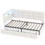Upholstered Sofa Bed With 2 Storage Drawers, Charging Station And LED Lights-1968945343
